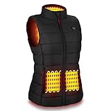 Beheizte Weste für Herren/Damen, AGUG Beheizbare Jacke Heizweste Wärmeweste Elektrisch mit 3 Stufen Temperatur Heheizte Kleidung Winterjacke für Outdoor Reiten Skifahren Camping (Kein Akku) Frauen-L