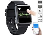 Newgen Medicals Fitnessuhr mit EKG: Fitness-Uhr mit EKG- & Blutdruckanzeige, Bluetooth, Touchdisplay, IP68 (Fitness Uhr mit EKG Funktion)