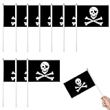 Pirat Flagge Halloween,Piratenfahne Stockfahne Piratenflagge,Piratenflagge klein,Handgehaltene Mini-Flagge,Stockflagge Pirat,Mini-Fahne mit Piratenmotiv für Kindergeburtstag und Faschings-Party,10 PCS