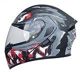 Motorrad-Klapphelm, ECE-Geprüfter Integralhelm, Modularer, Nach Vorne Klappbarer Motorradhelm Mit Antibeschlag-Visier Für Erwachsene Männer Und Frauen C,XXL61-62CM