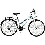 Bounty Avenue Damen-Hybrid-Fahrrad - Leichter Aluminium-Rahmen mit Durchstieg - 21-Gang Shimano-Schaltung - Gepäckträger im Lieferumfang enthalten
