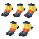 5 Paar hochwertige Herren-Socken, Knöchel-atmungsaktive Baumwolle, Sportsocken, Geschenke, sportliche Vier-Jahreszeiten-Socken, dünner Schnitt, mittellange Socken ( Color : Blue yellow , Size : EU 37-