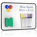 Whiteboard Magnetwand, kleine doppelseitige Whiteboard Trocken abwischbare, A4-Format Magnettafel Magnetwand, mit trocken abwischbaren Stiften, Radiergummi, 30 x 21 cm