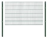 Doppelstabmattenzaun - Komplettset inkl. Pfosten und Montagematerial - Verschiedene Längen und Höhen – Grün oder Anthrazit (L 10 m | H 123 cm | Grün)