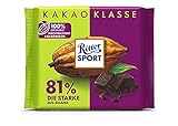 Ritter Sport Die Starke 81 % aus Ghana 100 g, pure Edel-Bitterschokolade aus hochwertigem Kakao, dunkle Tafel Schokolade mit kräftigem Kakaogeschmack