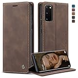 caseme Handyhülle für Samsung Galaxy S20 Hülle Premium Lederhülle Klappbar Flip Case Tasche Magnet Kartenfach Standfunktion Schutzhülle für Samsung Galaxy S20 6,2'' - Kaffee