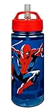 Scooli Spider-Man AERO Trinkflasche Wasserflasche leicht auslaufsicher mit ausklappbarem Trinkstutzen - 500 ml, Blau, Rot