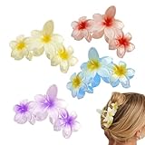 Haarspange in Blumenform, große Blumen-Haarspange, 4 Haarspangen mit niedlichen Blumen, für Frauen, lange und kurze Haarklammern, rutschfestes Zubehör