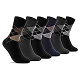 6 Paar Socken Karo Rautenmuster Herren Damen Baumwolle Komfortbund ohne Naht 25349 WP (43-46)