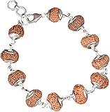 Ganesha Arts 12 Mukhi Surya Armband aus Indonesien/12 Mukhi Rudraksha Java 925 Silber Kappen Armband (12 mm), Einheitsgröße, Holz, kein Edelstein, One Size, Holz, Kein Edelstein