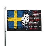 Premium Flagge Schweden Schwede Schwedisch Gutaussehend Amerika Löwenkopf Parade Flag Weatherproof Banner Für Bauernhof, Halloween, Balkon, 90X150cm