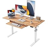Agilestic Höhenverstellbarer Schreibtisch mit Tastaturablage, 120 x 60 cm elektrischer Stehschreibtisch, Stehcomputer-Tisch mit Speicher-Voreinstellungen, modernes Gaming-Arbeitsplatz, Hellbraun
