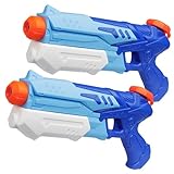 D-FantiX Wasserpistole für Kinder Erwachsene, 2 Stück Wasserpistolen 300ML Super Squirt Guns Wasser Soaker Blaster Große Reichweite bis zu 10 Meter Wasserspritzpistole Spritzpistole für Sommer