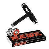 Bones Reds Kugellager für Skateboards, Longboards, Roller, Spinner, Reds Bearings for [Skateboards, Longboards, Scooters, Spinners] (8 Pack w/Stoked Tool)