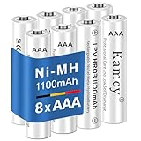 AAA Akku KAMCY Akku AAA NI-MH AAA Wiederaufladbare Batterien Aufladbare Batterie Akkubatterien (1,2 V Geringe Selbstentladung,1100mAh) 8 Stück