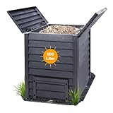Yoursol Thermo Wood Komposter 600 L, inkl Bodengitter, Komposter Garten aus Kunststoff anthrazit-braun, Thermokomposter mit Bodengitter, Composter Garten, Kompostierer Garten