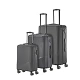 travelite 4-Rad Koffer Set 3 teilig Größen L/M/S, Gepäck Serie BALI: ABS Hartschalen Trolleys mit TSA Kombinationsschloss (Handgepäck Koffer ohne TSA)