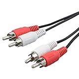 Ecabo 10037 Cinch-Kabel 2 auf 2 – RCA Stecker (Rot/Weiß) – Für Hi-Fi, Stereo-Anlagen, Receiver, Audiogeräte, 0,50m, Schwarz