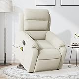 Homgoday Massagesessel mit Aufstehhilfe Elektrisch Creme Samt Fernsehsessel Aufstehsessel Sessel Verstellbar Massagesessel mit Liegefunktion Relaxsessel TV Sessel Wohnzimmer