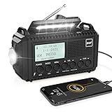 DAB/DAB+/UKW Digitalradio mit Eingebaute 5000mAh Akku Solar Radio Notfallradio mit USB Handyladefunktion Camping Radio mit LED Taschenlampe Leselampe SOS Alarm Tragbares Kurbelradio für Outdoor