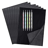 ASTARON 150 Blatt schwarzes Kohlepapier Transferpapier, Schwarz Graphittransfer Transparentpapier mit 5 PCS Präge-Stift-Punktierungswerkzeuge zur Rückverfolgung auf Holzgewebe und anderen Oberflächen