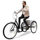 czyuRachel 26'' Adult Tricycle, Erwachsene Dreirad Shopping Cruise Trike 6 Geschwindigkeit 3 Rad Fahrrad Mit Korb