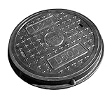 NATOTELA GFK Schachtabdeckung Rund mit Rahmen DN450/570 B125 Schachtdeckel für Kanal Ø450/570 Robust Kanaldeckel für Fussgängezonen Höfe Garten Häuser Höfe Gehwege Entwässerungsschacht Gartenschacht