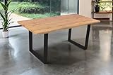 SAM Esstisch Josy | 180 x 90 cm | Holz Wildeiche-Optik | U-Gestell Metall schwarz | 40 mm Tischplatte mit Baumkante | Tisch für Esszimmer & Küche