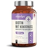 Biotin Hochdosiert Vitamin B7 Haar Vitamine 12.000 mcg | 400 Tabletten | Biotin Haare Komplex Mit Kokosnuss | Haarvitamine für Frauen Haarausfall - für Gesundes Haarwachstum | VitaBright Hair Vitamins