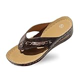 SUPTTING Damen Zehentrenner Metallschmuck Flip Flops Nieten Sandalen Flach Strandschuhe Komfortabel Sommersandalen Weich Badeschuhe Elegant Freizeitsandalen Rutschfest Leicht Pantoletten