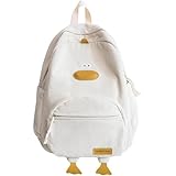 TUDUZ Entenrucksack mit großer Kapazität, Cartoon-Schulrucksack, Laptop-Rucksack für Frauen, süße Reisetasche für Jungen und Mädchen, Rucksack mit verstellbarem Gurt (Weiß, EINHEITSGRÖSSE)