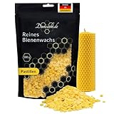 daswachs.de® Kerzenwachs Bienenwachs Pastillen gelb 500gr. Made in Germany | Bienenwachsplatten für Kerzen | Wachs zum Kerzen gießen | Bienenwachs Kerzen selber Machen | reines Bienenwachs kaufen