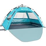 Dewur Strandmuschel 2-4 Personen Pop Up Strandzelt UPF 50+ UV Sonnenschutz Wasserdicht für Familien Strand Camping Garten, Blau