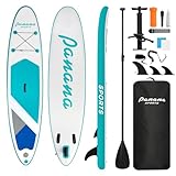 Panana Aufblasbares Stand Up Paddle Board 325x76x15cm mit Premium SUP Board Zubehör, Surfbrett Surfing Board Kit, Verstellbares Paddel, Hand Ultra-Leicht, Rutschfestes Deck Grün