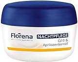 Florena Nachtpflege Q10 & Aprikosenkernöl, Gesichtscreme gegen Falten mit Vitamin E, Nachtcreme fürs Gesicht für frischere Ausstrahlung, feuchtigkeitsspendende Nachtpflege (50 ml)