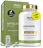 Apfelessig Kapseln hochdosiert - 1500 mg Apfelessig Komplex für den Stoffwechsel* - 180 vegane Kapseln - Apple cider vinegar