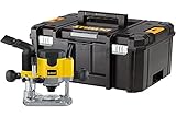 DEWALT 1.400 Watt Oberfräse DW622KT (Konstante Drehzahl durch Vollwellenelektronik, Sanftanlauf, feinjustierbare Frästiefeneinstellung, Spindelarretierung, Alu-Druckgussgehäuse mit präziser Führung)