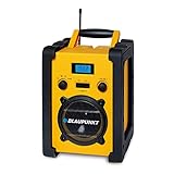 Blaupunkt BSR 682 Baustellenradio Batteriebetrieben – Tragbares Radio mit Bluetooth robust (AUX-IN, 5 Watt RMS, Schutzklasse IPX5), Gelb