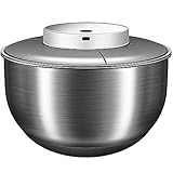 Salatschleuder aus Edelstahl, klein, 6 l, wiederaufladbar, elektrischer Salatschleuder, für Salat, Obst, Gemüse