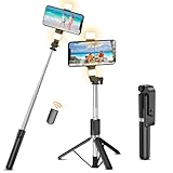 CNMTCCO Selfie Stick Stativ mit 2 Fülllicht, 130CM Extra langes Handy Stativ, Abnehmbare Drahtlose Fernbedienung für Schuss, Kompatibel mit iPhone, Samsung, Smartphones und Mehr