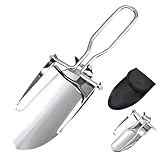 HUTRADE Klappspaten, Edelstahl Gartenschaufel Klein, 22,9 cm Mini Schaufel, Kinderschaufel Pflanzkelle Camping Schaufel für Outdoor Wandern Gartenkelle Blumenkelle tragbar Hand-Schaufel mit Gürteltasc