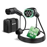 GONEO Typ 2 Ladekabel 22kW 6M 32A für Elektroauto & Hybrid, Modus 3/IP54/3 Phasig/Typ 2/CCS2 Ladekabel für Elektroautos, Zum Anschluss Von Elektroauto & Wallbox