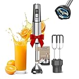 Anybear Stabmixer, 1100W 2-in-1 Stabmixer mit Vollkupfermotor & Edelstahlgehäuse, 15 Geschwindigkeitsstufen & Turbo-Modus, Anti-Kratz-Beschichtung, inkl. Schneebesen-Aufsatz