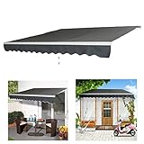 ACXIN Aluminium Markise Sonnenschutz Gelenkarmmarkise Markisenabdeckung Kassettenmarkise Balkonmarkise mit Handkurbel Wasserdicht Dunkelgrau (2,5m * 2m)