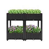 Pflanzer Garten Box,Übertopf Hochbeete 80x40x67cm, Braun rechteckig für Garten, Frühbeet Kräuterbeet Pflanzkübel Gemüsebeet Stehende Pflanzbeete für den Außenbereich für Außenbereich, Balkon