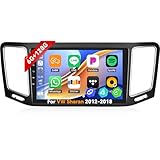 6G+128G 8 Core CAMECHO Android 15 Autoradio für VW Sharan 2012-2018 mit Wireless Carplay Android Auto, 9 Zoll IPS Touchscreen mit Bluetooth FM/RDS EQ DSP GPS WiFi + Rückfahrkamera&MIC
