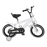 SuhoFutus Kinderfahrrad 14in, Modern Kinderfahrrad aus Kohlenstoffstahl, Kinderfahrrad mit Schutzblech und Glocke, PU-Schwammkissen Verstellbare Sitzhöhe(56-67cm), für Verschiedene Straßen (Weiß)