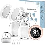 Anluomania Milchpumpe Elektrisch Tragbar, Elektrische Doppelmilchpumpe, Stillpumpe mit 3 Modi und 9 Stufen, Elektrische Milchpumpe, BPA-frei, Schmerzfreie, Wiederaufladbare Brustpumpe mit LED-Display