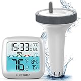 Newentor Funk Pool Thermometer - Aufgerüstete IPX8-Wasserdichtigkeit, schwimmfähig - Verbesserter Antennen - Turbo für 100m Reichweite durch Wände - Ideal für Pool, Whirlpool und Aquarium