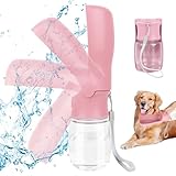 VFANDV Tragbare Haustier Trinkflasche, Trinkflasche Hunde, Hundewasserflasche, 180°Faltbare Hund Katze Haustiere Auslaufsicher Wasserflasche für Täglich Spazieren Gehen Reisen Campen (Rosa, 350ML)